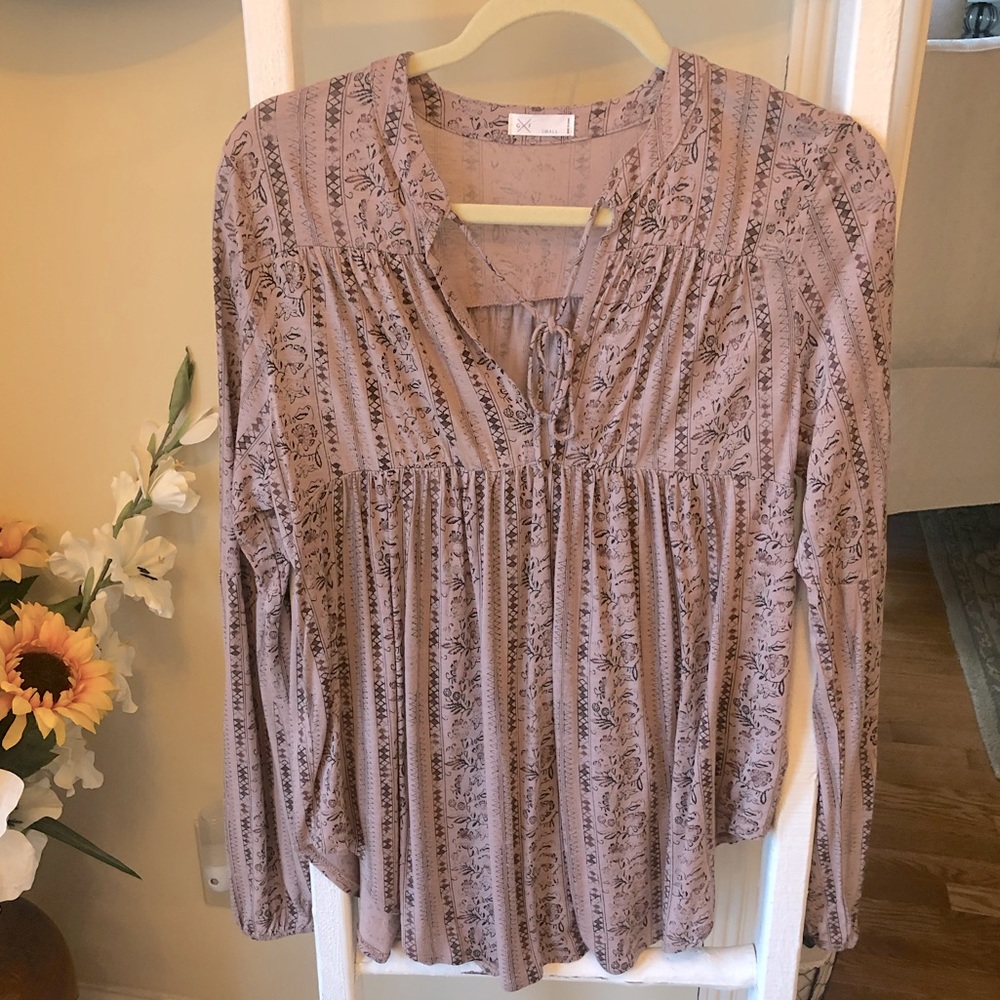 GF Collection Pink Peasant Blouse.  Size Small